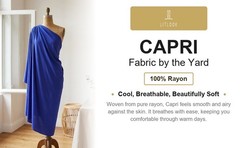 Capri Rayon Fabric by the Yard 100% Rayon Woven Non-Stretch Dresses Skirts 95GSM
