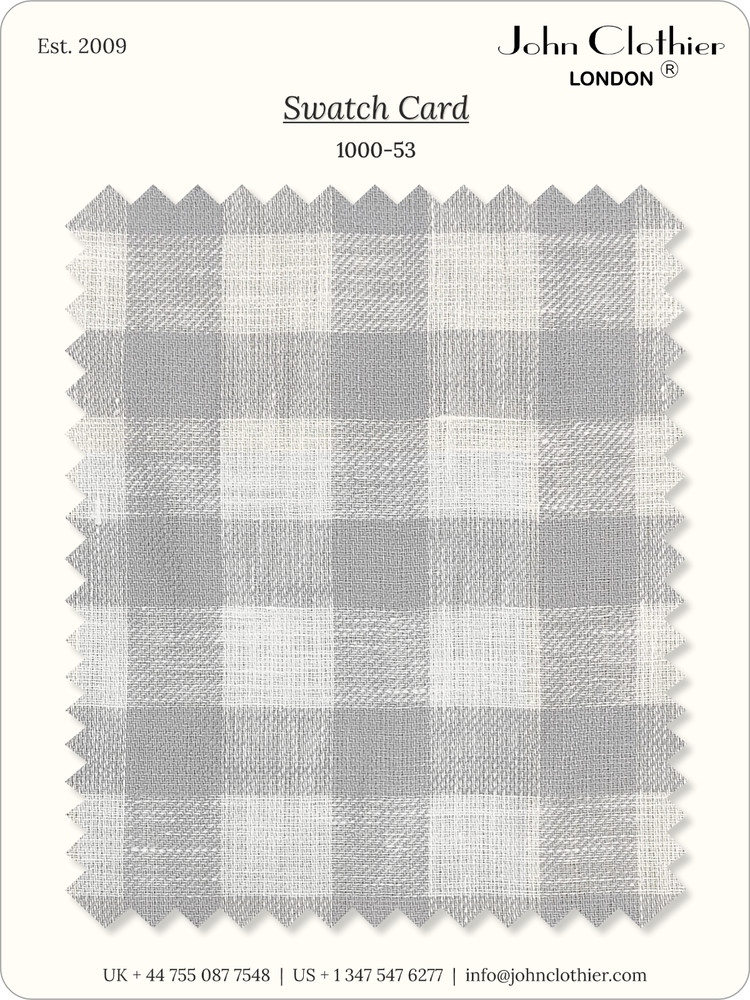 100% Linen Fabric by Yard Grey White Checks Summer Clothing Dressmaking Material