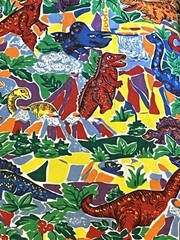 Vintage 70s 80s Dinosaur Fabric 5 Yards Princess Inc primary bright colors