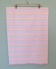 VINTAGE PASTEL MULTICOLOR SEERSUCKER STRIPED COTTON FABRIC 1 1/3 YARDS 58″ WIDE