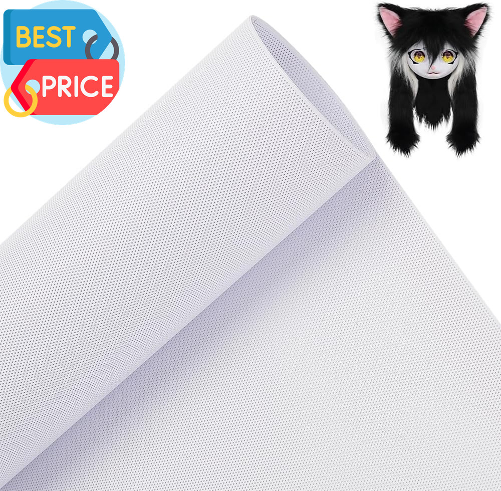 Custom Fursuit Eye Mesh, 39X11.8Inch White PVC Plastic Net 0.2Mm Thick Waterproo