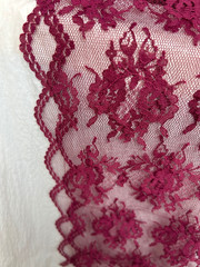 Burgundy Floral Lace Fabric By the Yard 46″ Wide