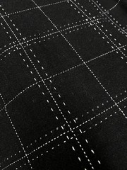 $30 for 2 Yards – Real Wool (Flannel) Fabric – Plaid & Stitched Black Color