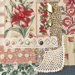 Slow stitch junk journal kit Vintage fabric pieces lace Sewing and Craft K#26