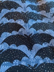 Halloween Bat Fabric Remnant Lot 3 Pc Glitter Neon Green Purple Cotton Gothic