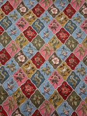 Vtg 2001 Classic Cottons Cotton Fabric Floral Paisley Birds Diamond 4yd 20″ x 42