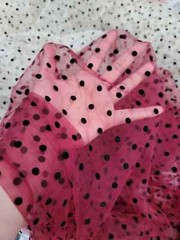 Polka Dot TULLE, Fabric By The Yard Burgundy Tulle Velvet Black Polka-dot