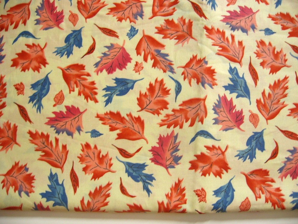 107″ Vintage Pink & Blue Leaves Fall Autumn