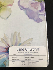 JANE CHURCHILL Mayflower in Pink, Green 17 1/2″ Cotton Floral Fabric Sample