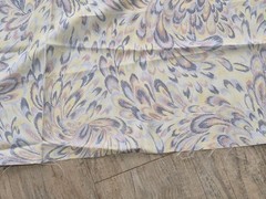 2 YDS x 61.5 Fabric Inch Width Feathered Motif Cream Yellow, Purple, White