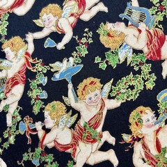 Cherubs and Holly Christmas Fabric 3 Pack Sharon Kessler for Concord 100% Cotton