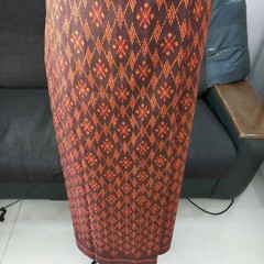 Antique Silk100%Thai Pattern Hand Woven Fabric Brown Orange Cloth/Skirt Crafting