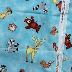 Vtg Red Rooster Forest Friends Fabric Kathy Brown Teachers Pet Cotton 3.3 Yards