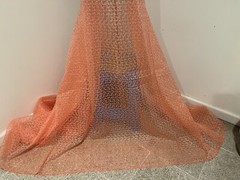 PEACH Embroidery ORGANZA Fabric 58” Width Sold By The Yard