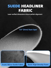 Headliner Fabric – 96″ L × 60″ W Auto Head Liners, Fabric 96″L×60″W Black Suede
