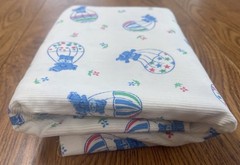 1 Yd Vintage White Corduroy Fabric Bear Balloon Blue Polka Dot Star 60W Juvenile