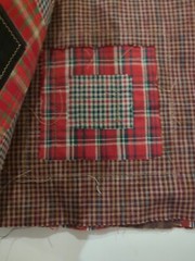 LOT of 20 Plaid Red Blue White Green Random sewn cotton fabric QUILT Blocks 6×6
