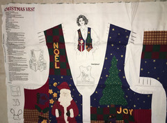 WOMENS DREAMSPINNERS Holiday Vest fabric SANTA SNOWMAN Christmas PANEL ONE SIZE