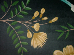 Velvet Fabric Curtain Upholstery Wagtail Bird Floral Slate Cushion 15 Metres