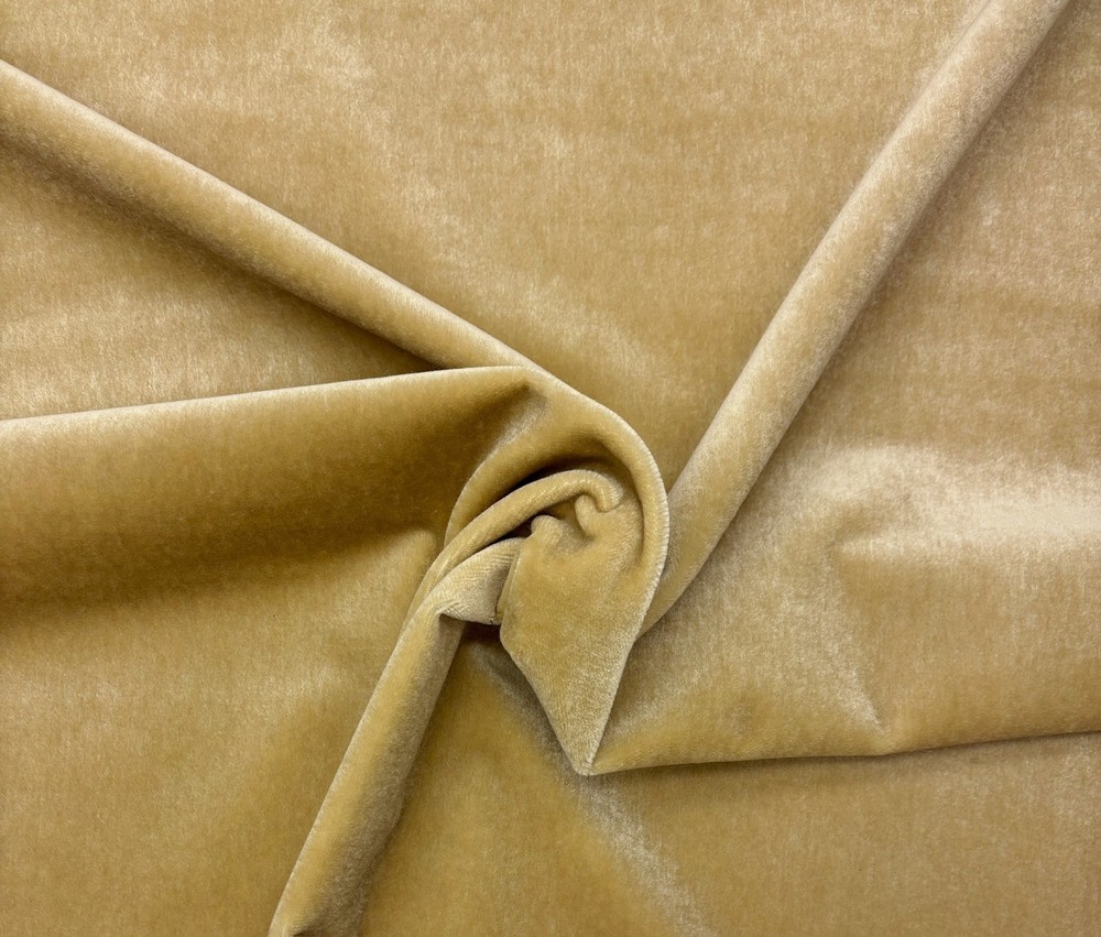 DESIGNER PLUSH MOHAIR DESERT YELLOW VELVET WOOL MULTIPURPOSE FABRIC BY YARD 55″W