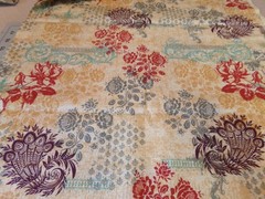 35″ X 44″ VINTAGE COLORFUL CHEATER QUILT FLORAL PLUS/JOANN/NEW COTTON#954