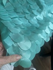 3D Mermaid Scale Fabric Panel – 36″ Square Turquoise Tiered Petal Fabric