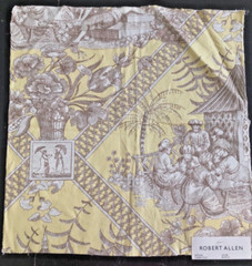 ROBERT ALLEN Tavern Toile in Souffle 17 x 17 1/2″ Linen Fabric Sample