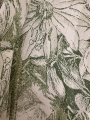 Vintage Polished Cotton Chintz Fabric Green Cream Floral Made US 1 Yd more avail