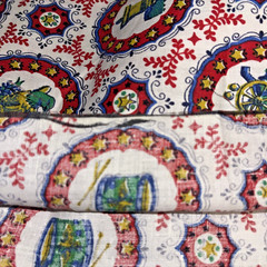 VTG Bicentennial Patriotic Gold, Red & Blue on White 21″x 7-8″ Remnants