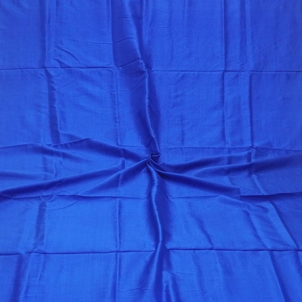 Vintage Blue 100% Pure Silk Handloom Sari Remnant 5YD Craft Fabric Silk Scrap