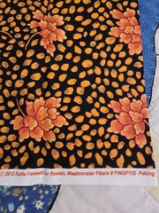 Westminster Fibers, 2012, Cotton Floral Fabric, 1/4 Yd, Orng Blk