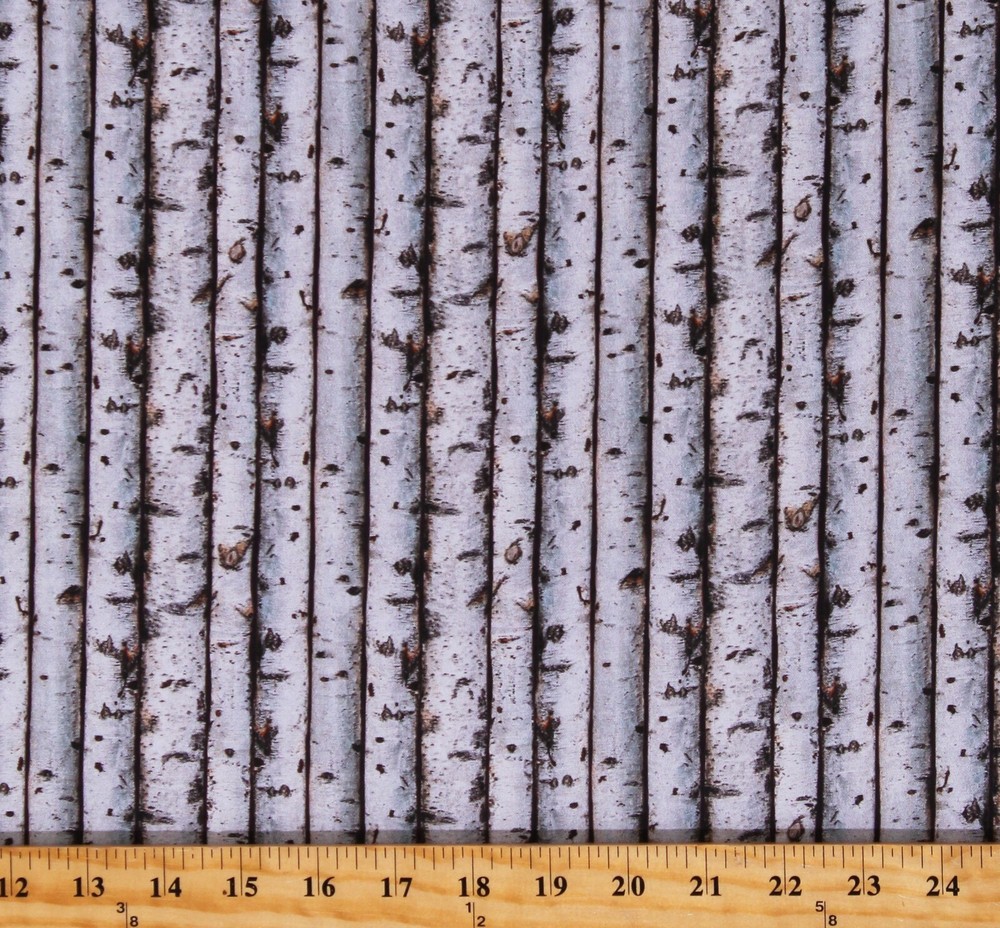 Cotton Trees Birch Nature Boards Tree Bark Wood Fabric Print by the Yard D653.23