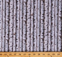 Cotton Trees Birch Nature Boards Tree Bark Wood Fabric Print by the Yard D653.23