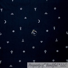BonEful FABRIC FQ Cotton Quilt B&W Zodiac University College Greek Symbol Unisex