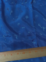 Vintage polyester fabric with embossed leaf design solid blue 3 yds x 45″