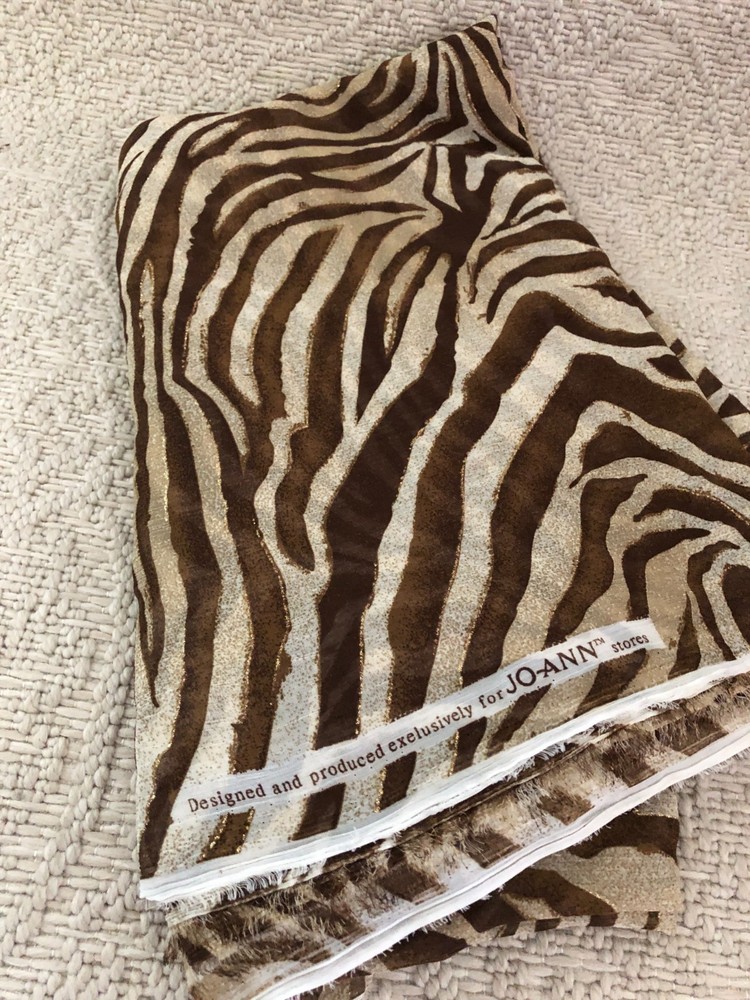 Jo-Ann Fabric 128 x 56 inches piece-56-Wide Brown & Cream Sheer Zebra Print
