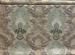 G P & J BAKER BF10509.2 WATERFORD DAMASK AQUA / SILVER UPHOLSTERY FABRIC 4.75 YD