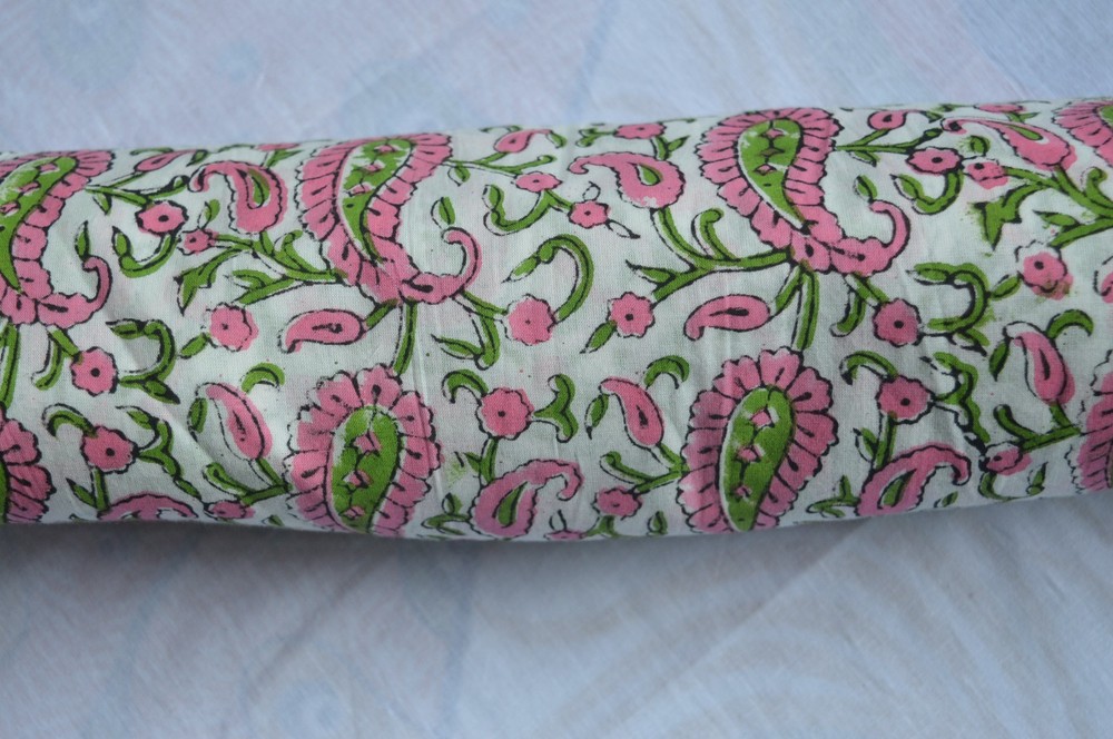 Hand Block Paisley Print 100%Cotton 4 Yard Fabric NO TARRIF CHARGES 100%✅ZK_161*
