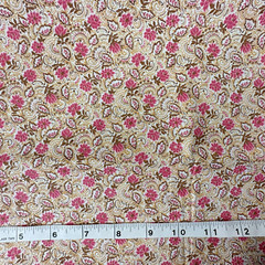 Vintage Fabric 36″ x 35″ 1/2 YD Ditsy Floral Paisley Print Pink Brown Orange