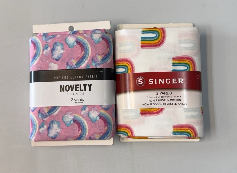 SINGER Cotton Fabric Rainbow Pattern 2yds 44″ Wide & 2yd Joanns Novelty Cotton