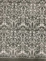 Haley WHITE Floral Swirl Embroidery on Mesh Royalty Lace Fabric by the Yard