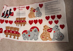 Vtg. CUT AND SEW Bears Elephants Penguins HUGS AND KISSES Appliques Fabric Panel