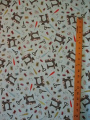 RETRO SEWING MACHINES SEW ITEMS SCISSORS BLE DIGITAL PRINTING COTTON FABRIC BTHY