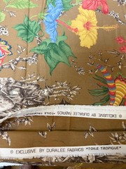Fabric Lot 3 Yd 54 W Vintage Duralee “Toile Tropique” Chinoiserie Tropical 60s