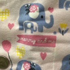 1 3/8 Yards Pink Elephants Flannel Fabric Mommy And Me Pink Lavender Hearts