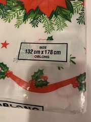 Christmas Flannel Backed Vinyl Tablecloth 52 X 70 Oblong Table Cover Wipe Clean