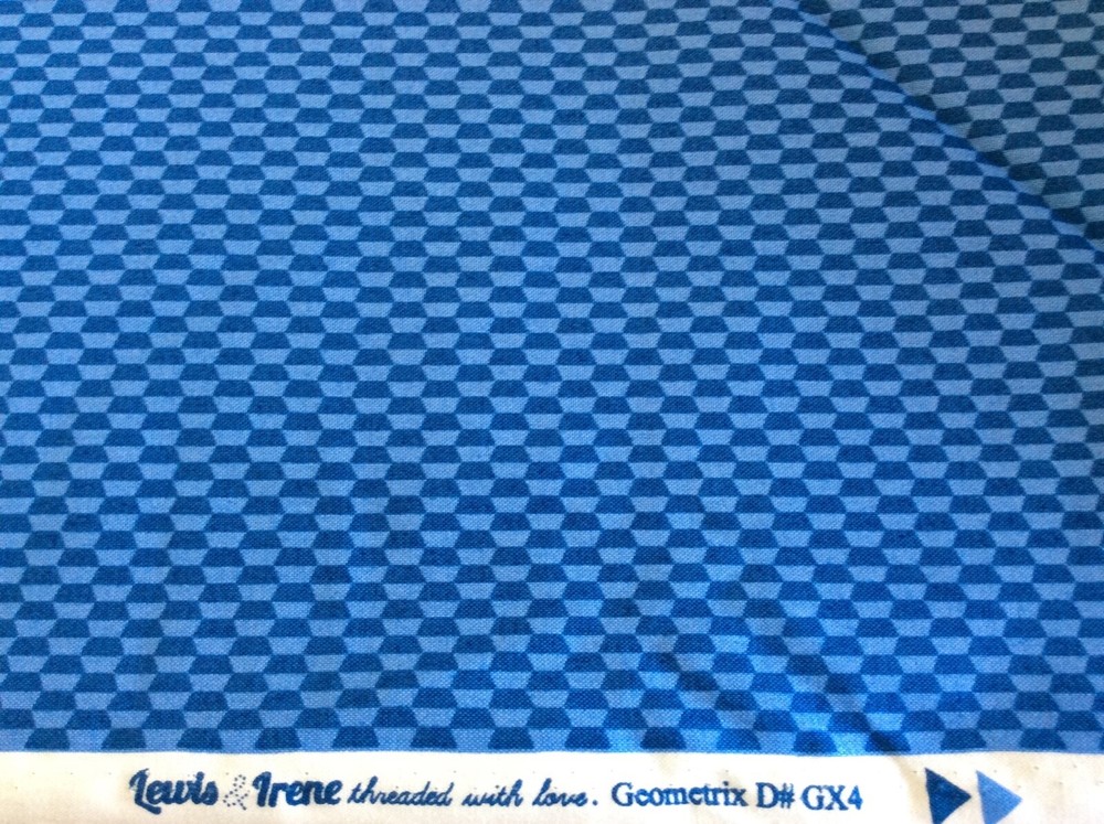 QUILTEX- THREADED WITH LOVE-GEOMETRIC #GX4-4 BLUE BY LEWIS & IRENE- 1 3/8 YARDS