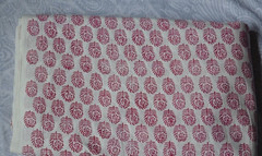 White & Pink Hand Block 2.5 Yard Fabric 100%Cotton NO TARRIF CHARGES 100%✅ KK16