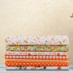 7 PCS Orange Cotton Fabric Bundles Soft Quilting Squares Patchwork Craft DIY
