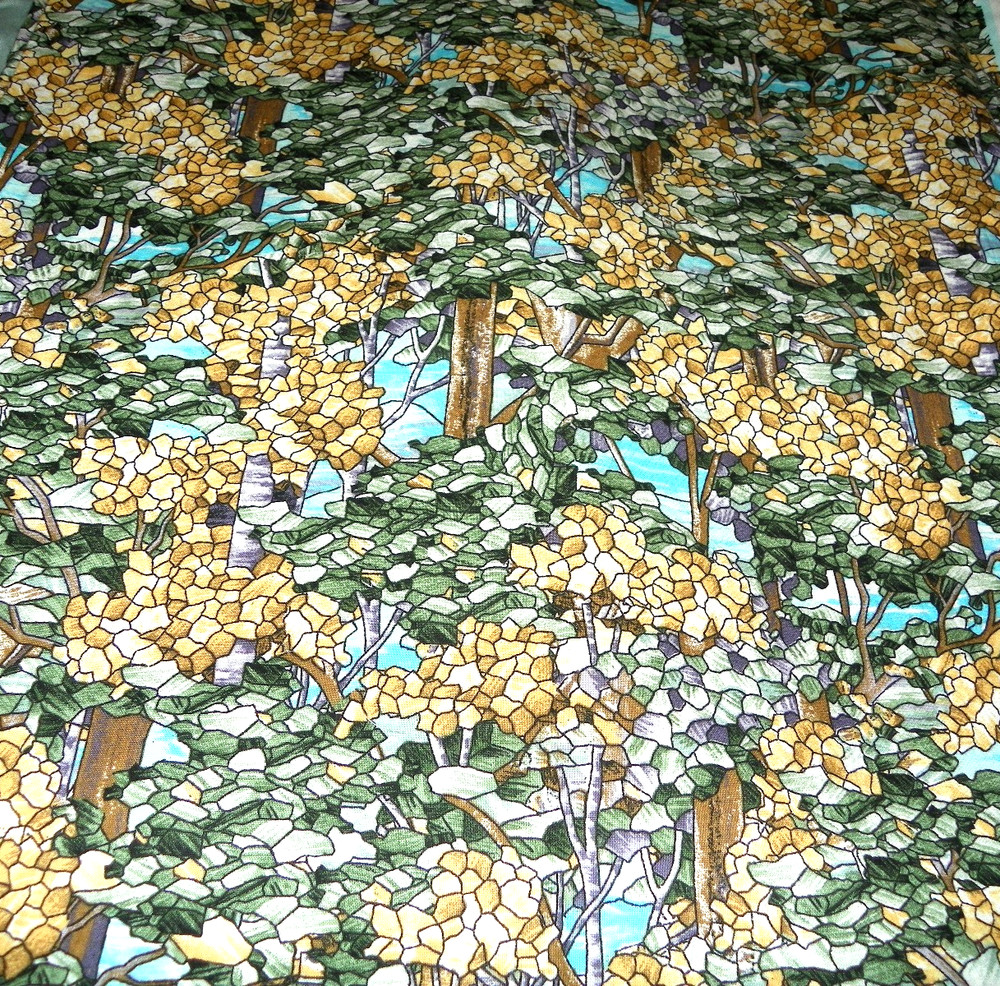 Mosaic-Stained Glass Tree Print Cotton Fabric 1 1/2 yards x 43″ Wide
